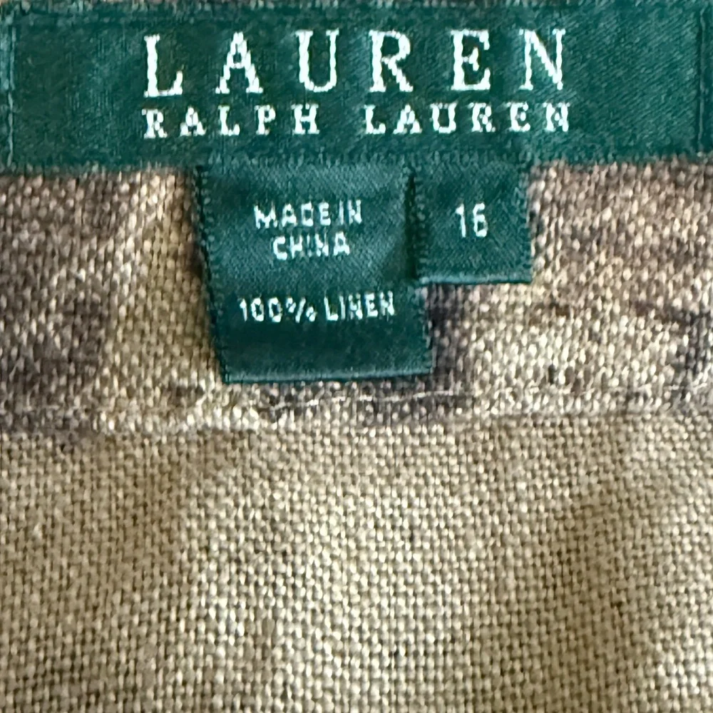 VTG Ralph Lauren Linen Equestrian Old Money Maxi/Midi Skirt Natural Beige Sz 16